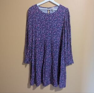 a.new.day Blue and Purple Floral Long Sleeve Tiered Dress